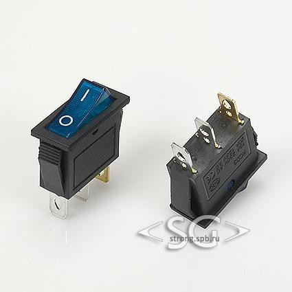 Переключатель KCD3-1 (KCD3-101N11CBK) 16A 3pin BLUE light